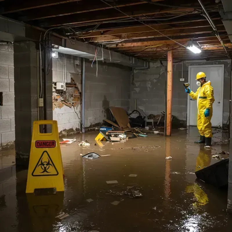 Flooded Basement Electrical Hazard in Peoria, IL Property